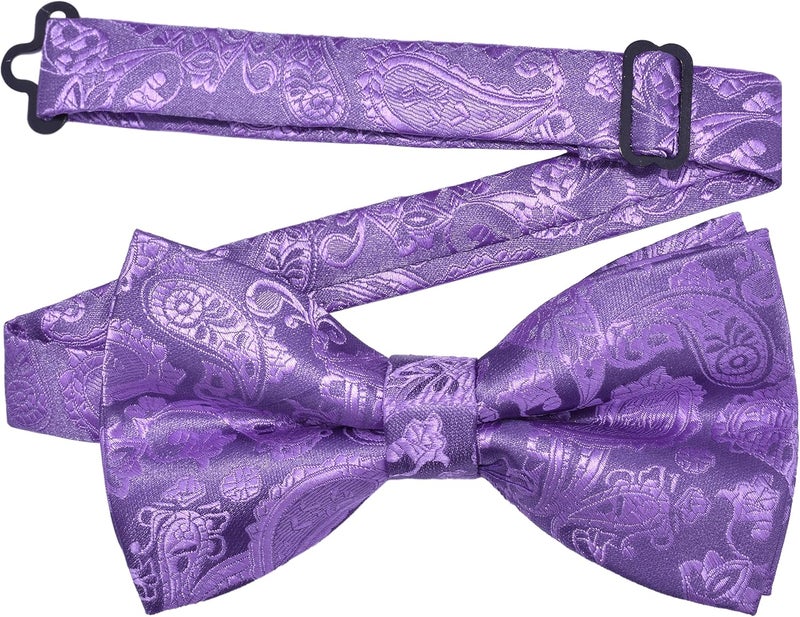 GUSLESON Bow Ties for Men Pre-tied Adjustable Paisley Bowties for Wedding Business Party - Image 1